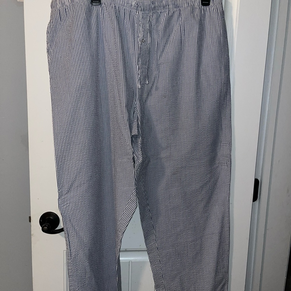 Saddlebred women’s blue and White Striped pants elastic waist 2xl